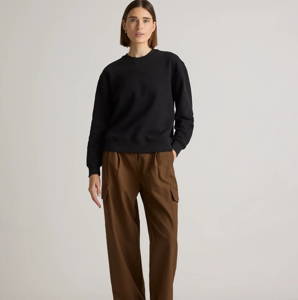 Quince Classic Black Crew Neck Sweater